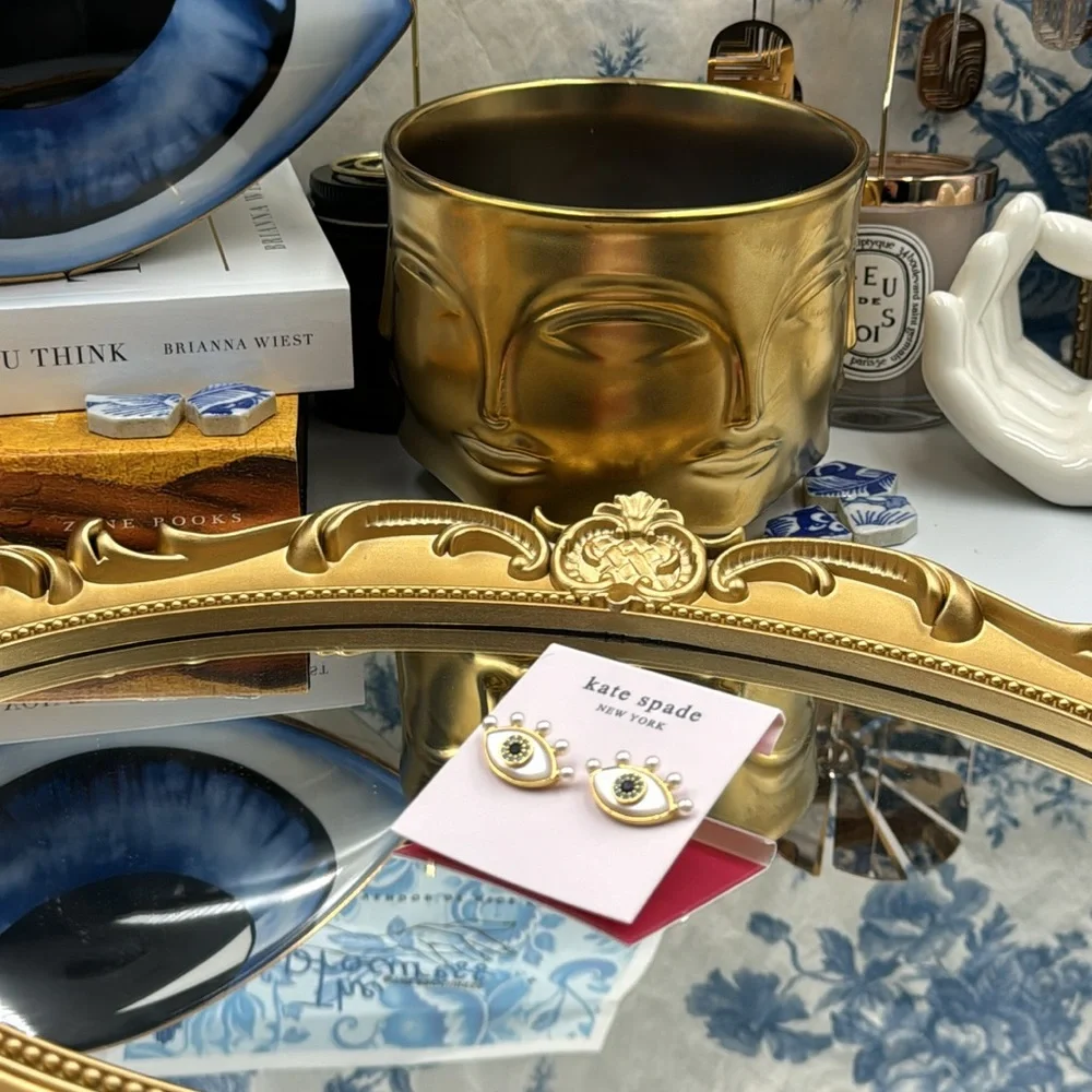 🆕 KATE SPADE 🧿 NWT Evil Eye Statement Studs - Crystal & Pearl - Picture 14 of 15